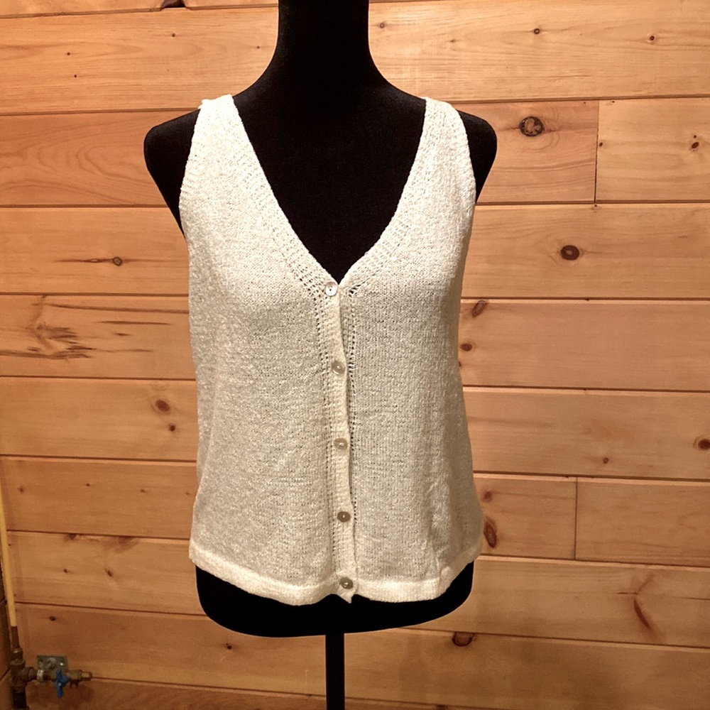 Knit button down tank top